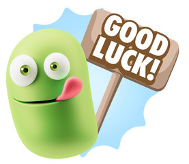 3d Illustration Laughing Character Emoji Expression saying Good