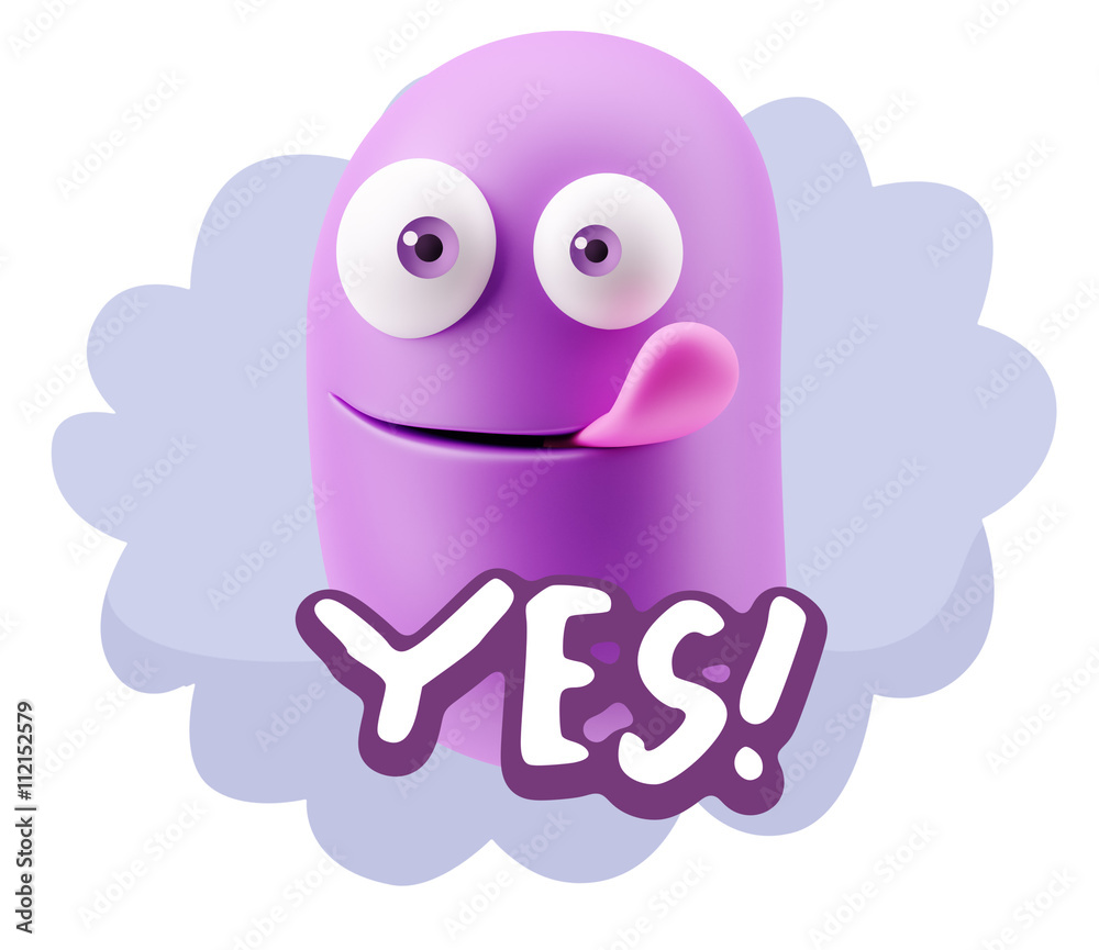 Fototapete 3d Rendering Smile Character Emoticon Expression saying Yes with