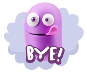 3d Illustration Laughing Character Emoji Expression saying Bye w