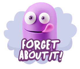 3d Rendering Smile Character Emoticon Expression saying Forget A