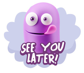 3d Illustration Laughing Character Emoji Expression saying See Y