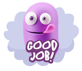 Obraz premium 3d Rendering Smile Character Emoticon Expression saying Good Job