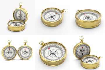 Compass isolated on white background with shadow