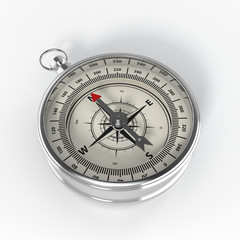 Compass isolated on white background with shadow