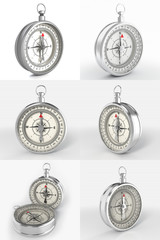 Compass isolated on white background with shadow
