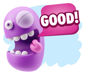Obraz premium 3d Illustration Laughing Character Emoji Expression saying Good