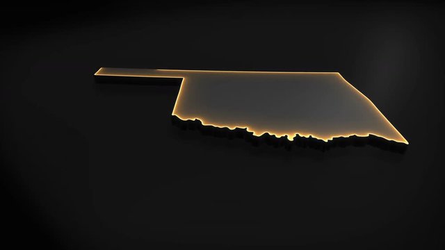 Seamless looping 3D animation of the map of Oklahoma including 2 versions and alpha matte
