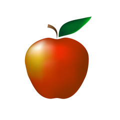 Red apple on a  white background