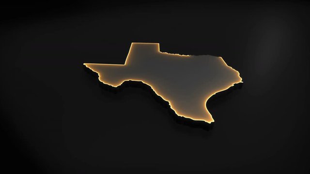 Seamless looping 3D animation of the map of Texas including 2 versions and alpha matte