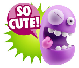 3d Illustration Laughing Character Emoji Expression saying So Cu