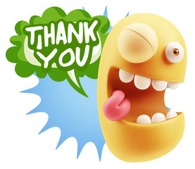 3d Illustration Laughing Character Emoji Expression saying Thank