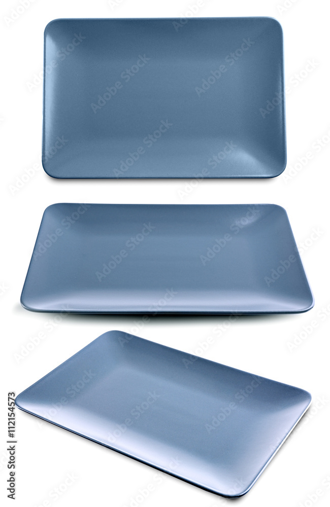 Canvas Prints rectangular grey ceramic dishes, isolated on white