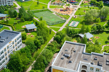 Top view of the sleeping area with playground in Moscow, Russia