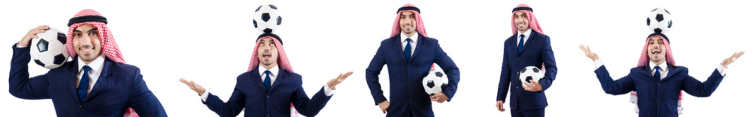 Fototapeta premium Arab businessman with football