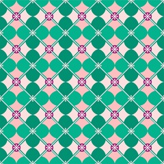 Seamless background, geometric, petals, mint green. 