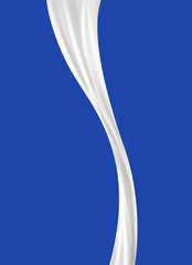 Pouring vector milk flow on blue background.