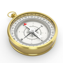Compass isolated on white background with shadow