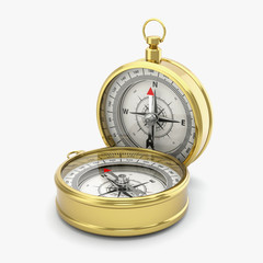 Compass isolated on white background with shadow