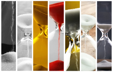 Collage of different hourglasses