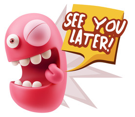 3d Illustration Laughing Character Emoji Expression saying See Y