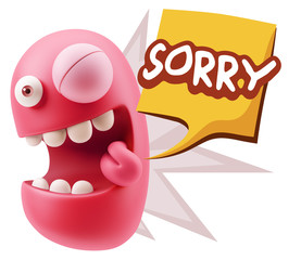 3d Illustration Laughing Character Emoji Expression saying Sorry