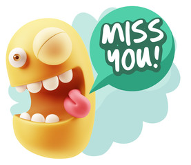 3d Illustration Laughing Character Emoji Expression saying Miss