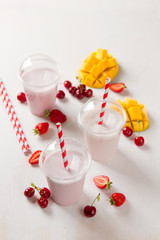 Fototapeta na wymiar Berry and ice cream milkshake (smoothie)