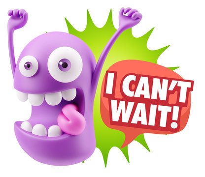 3d Rendering Smile Character Emoticon Expression saying I Can't