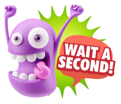 3d Illustration Laughing Character Emoji Expression saying Wait