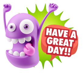 3d Rendering Smile Character Emoticon Expression saying Have A G