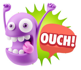 3d Illustration Laughing Character Emoji Expression saying Ouch