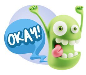 3d Illustration Laughing Character Emoji Expression saying Okay