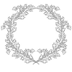 Floral circular wreath frame, invitation, congratulation card. Vector.