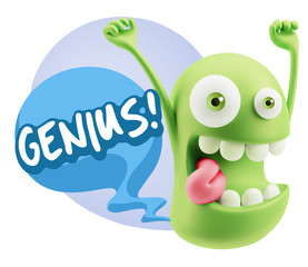 3d Illustration Laughing Character Emoji Expression saying Geniu
