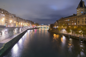 Nightview of Seine river in paris