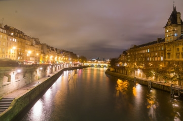 Nightview of Seine river in paris