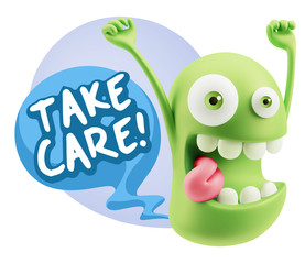 3d Illustration Laughing Character Emoji Expression saying Take