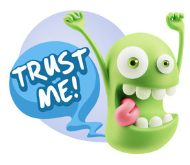 3d Illustration Laughing Character Emoji Expression saying Trust