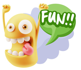 3d Illustration Laughing Character Emoji Expression saying Fun w