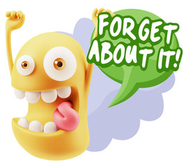 3d Rendering Smile Character Emoticon Expression saying Forget A