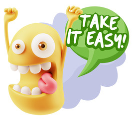 3d Illustration Laughing Character Emoji Expression saying Take