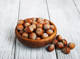Bowl with hazelnuts