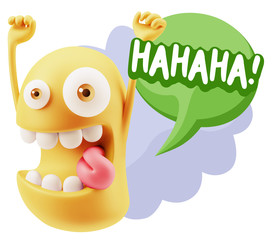 3d Illustration Laughing Character Emoji Expression saying Hahah