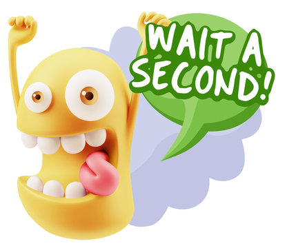 3d Illustration Laughing Character Emoji Expression saying Wait