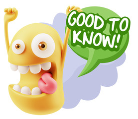3d Illustration Laughing Character Emoji Expression saying Good
