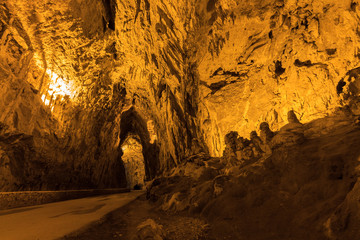 Inside of the Cuevona, this cave is the only access to the village of Cuevas del Agua, Asturias, Spain