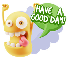 3d Rendering Smile Character Emoticon Expression saying Have A G