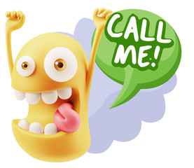 3d Illustration Laughing Character Emoji Expression saying Call
