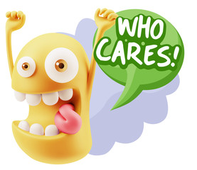 3d Illustration Laughing Character Emoji Expression saying Who C