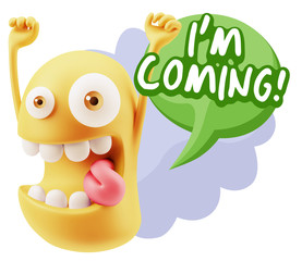 3d Illustration Laughing Character Emoji Expression saying I'm C